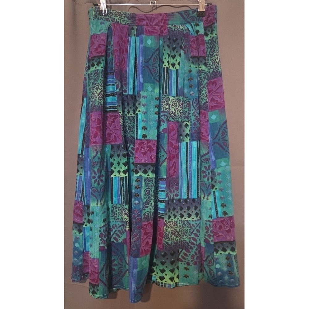 Fritzi Petites Patchwork Maxi Skirt, Woman's Petite Small, Teal Purple Boho, Vtg - Picture 4 of 7